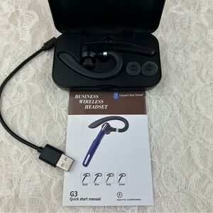 Bluetooth Wireless Headset Earpiece Mic Handsfree Single for Smartphones Music